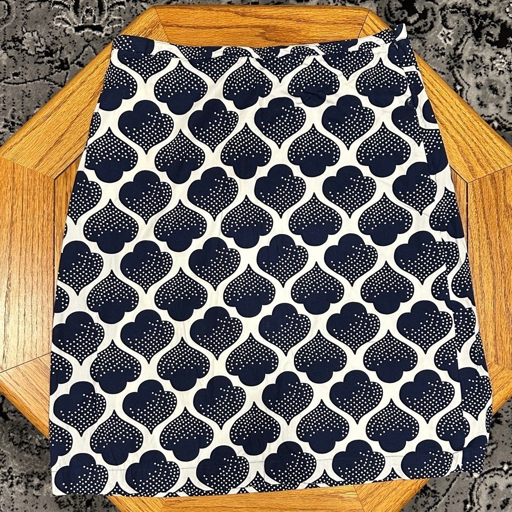 *BODEN* Navy x White Patterned Pencil Skirt Size 6